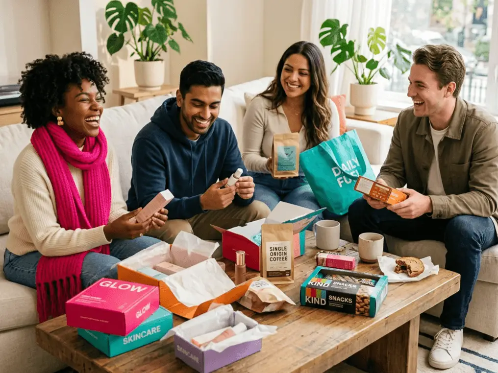 People unboxing products at home